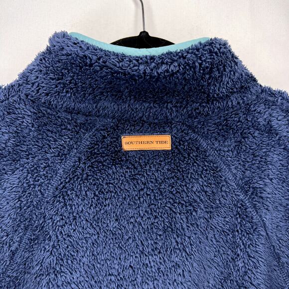Southern Tide Laura Button Neck Fleece Pullover blue sherpa button neck Large - Picture 12 of 14